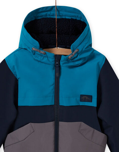 Baby boy three-colored hooded jacket MOGROBLOU3 / 21W90252BLOC243