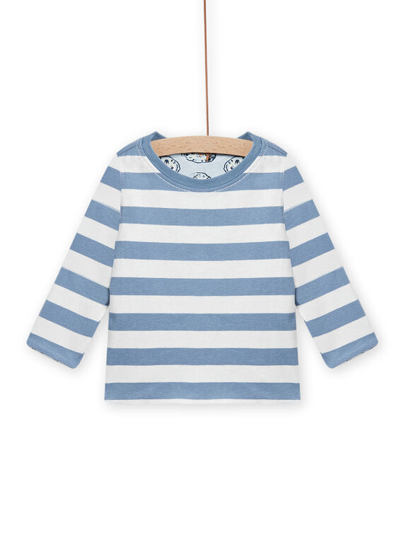 Baby Boy Blue & White Reversible T-shirt NUMOTEE2 / 22SG10N2TML020