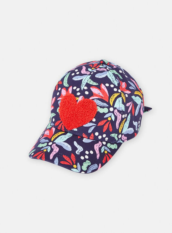 Sapphire blue cap with floral print for girls TYACAP3 / 24SI01F3CHAC211