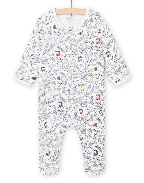 White romper with forest print, mixed birth NOU1GRE7 / 22SF0544GRE000