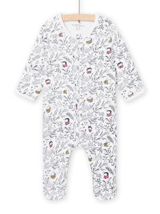 White romper with forest print, mixed birth NOU1GRE7 / 22SF0544GRE000