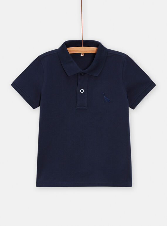 Boys' navy blue polo shirt with dinosaur embroidery TOJOPOL1 / 24S90292POL705