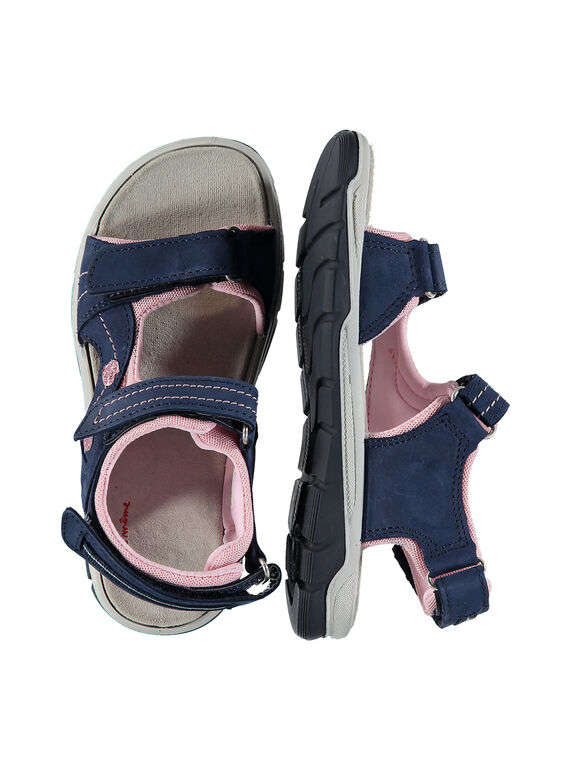 Girls' smart sandals in two fabrics FFSANDION / 19SK35K2D0E070