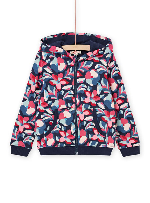 Hooded jogging top with floral print PAJOHAUJOG2EX / 22W901D4JGH070