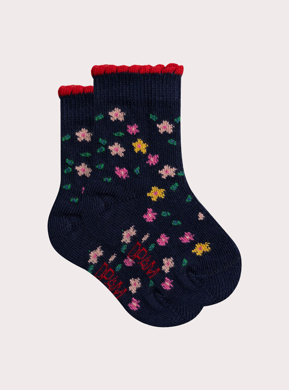 Floral navy socks for baby girl  VYIROSOQ / 24WI09H3SOQ070