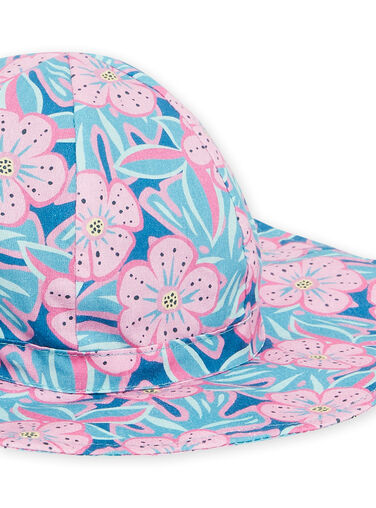 Baby girl petrol blue hat with floral print NYIFICCHA / 22SI09C4CHA215