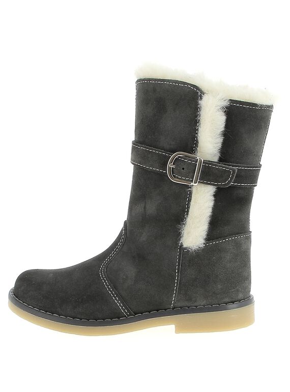 Girls' fur lined leather boots DFBOTTEGRI / 18WK35TCD10940