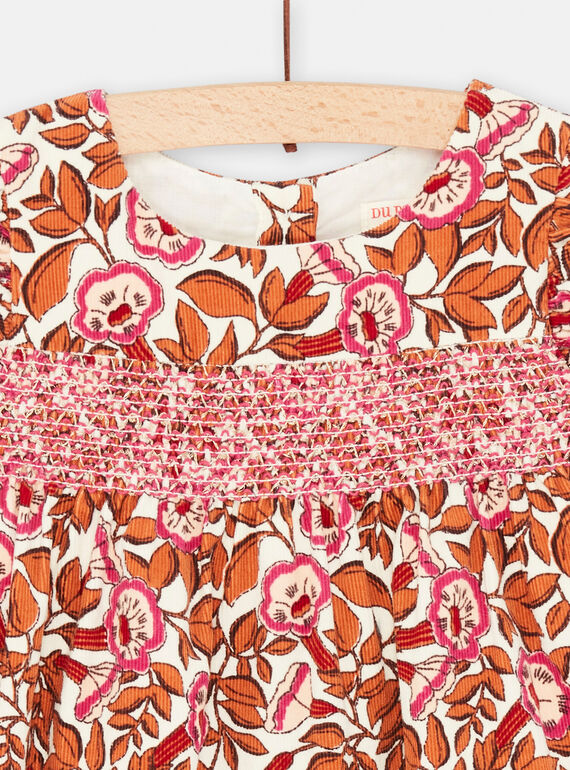 Baby girl pink and orange floral print dress SILOROB1 / 23WG09R2ROB001