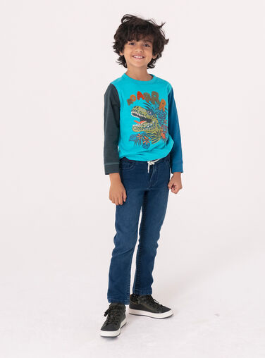 Tricolor dinosaur animation T-shirt for boys  VOKLITEE1 / 24W90242TML202