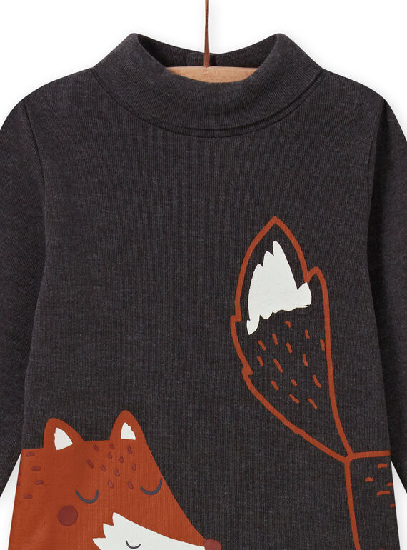 Baby boy's charcoal grey turtleneck sweater with fox pattern MUSAUSOUP / 21WG10P1SPL944