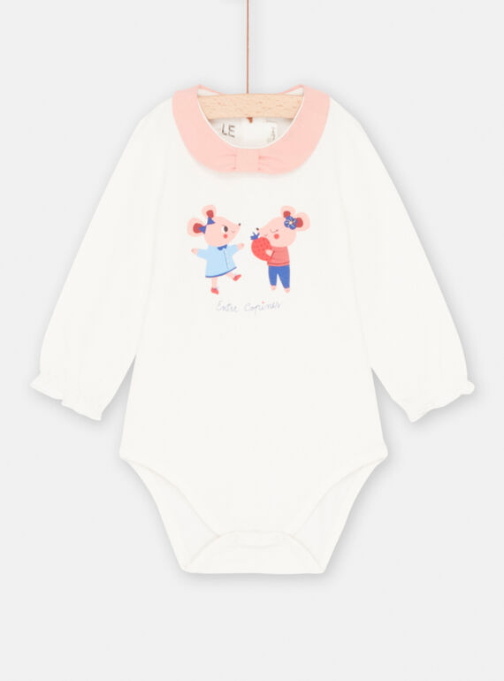Baby girl pink and white bodysuit SIFORBOD / 23WG09K1BOD001