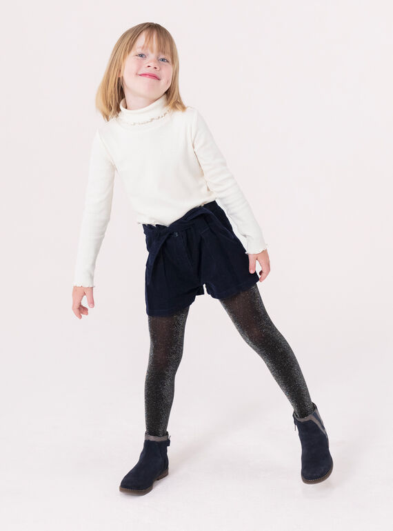 Navy corduroy short paper bag for girls  VAROSHORT / 24W901P1SHO070