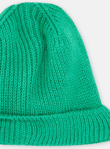 Boy's green ribbed knit beanie SYOGROBON6 / 23WI02O1BONG625