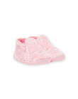Light pink slippers in fake fur with cat pattern for baby girl MIPANTFUR / 21XK3722D0A321