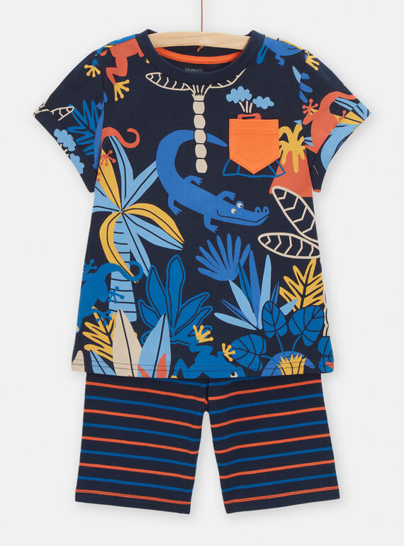 Boy's midnight blue pyjama with tropical print TEGOPYCTROP / 24SH1252PYJ705