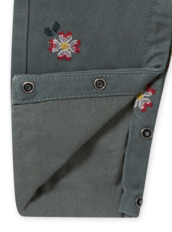 Baby girl khaki floral embroidery overalls MIKASAL / 21WG09I1SAL626