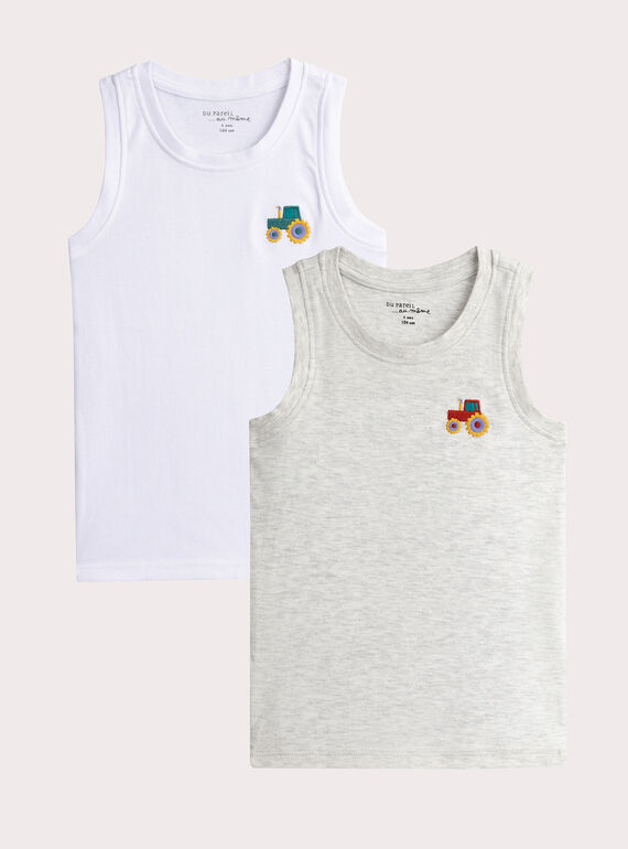 Set of 2 tractor-patterned tank tops for boys  VEGODELTRA / 24WH1281HLI000