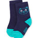 Baby boy blue socks with cat head design