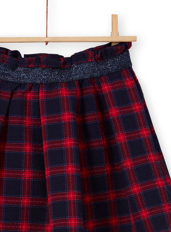 Girl's flared skirt blue and red with tartan print MAMIXJUP1 / 21W901J2JUPC205