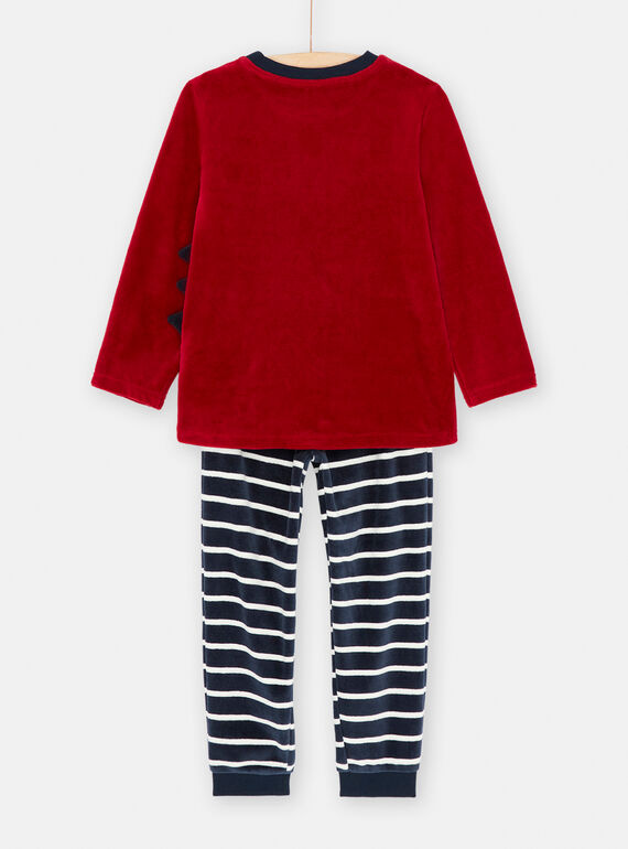 Blue and burgundy pyjamas with dinosaur motif, boy SEGOPYJDIN / 23WH1245PYJF508