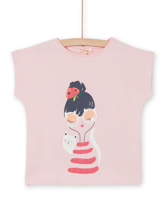Pastel pink short sleeve T-shirt LAROUTIEX / 21S901K1TMCD326