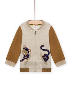 Brown and beige vest with tiger pattern baby boy MUKAGIL / 21WG10I1GIL604