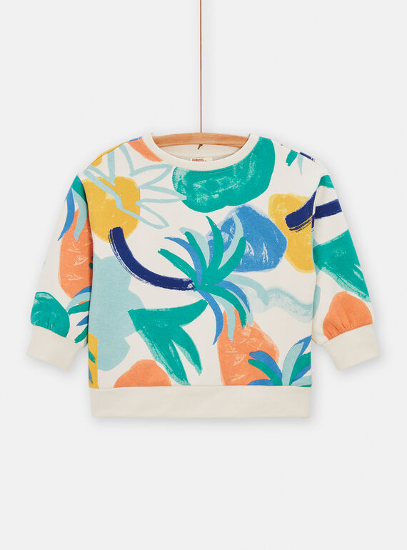 Mixed pale yellow sweatshirt with geometric and tropical print TOMIXSWE3 / 24S902Q1SWE003