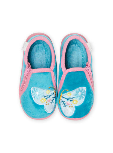 Baby girl azure and pink butterfly slippers NIPANTPAPILL / 22KK3723D0AC201