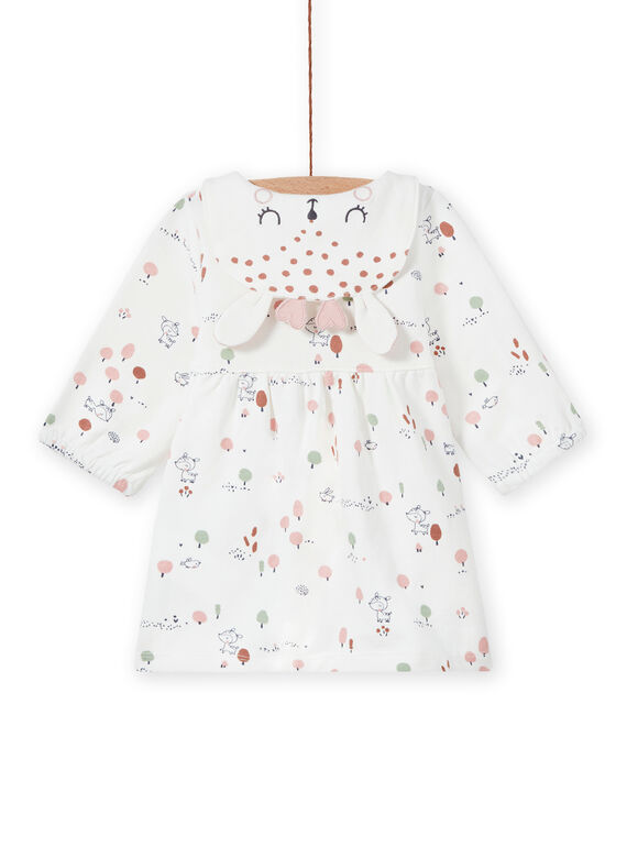 Fancy printed dress in ecru for a girl MOU1ROB / 21WF0341ROB001