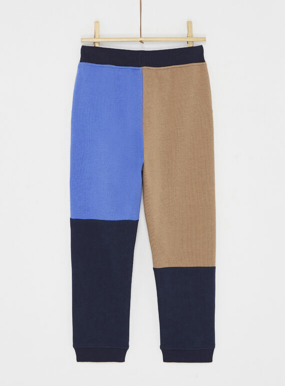 Blue and brown jogging bottoms in brushed fleece SOLINJOG / 23W902H1JGB812