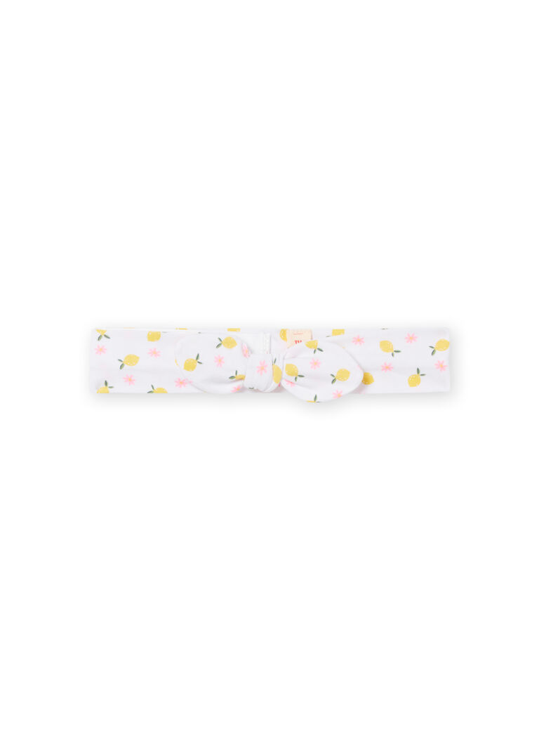White headband with lemon and flower print baby girl NYIHOBAN / 22SI09T1BAN000