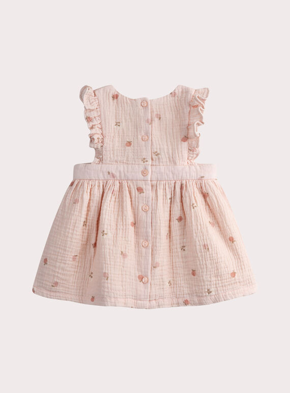 Baby girls' pink cotton gauze dress WILANROB2 / 25SG0944ROBD326