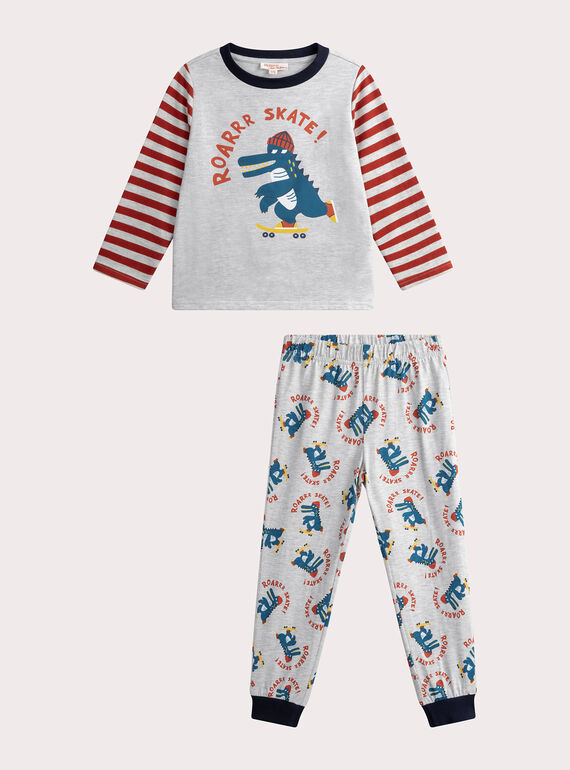 Boys' mottled grey pyjamas WEGOPYJSKA / 25SH1291PYJJ920