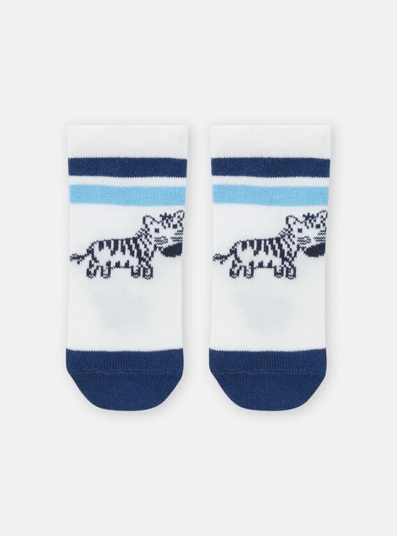 Baby boy zebra socks, white and blue TYUPOCHO / 24SI1081SOQ000