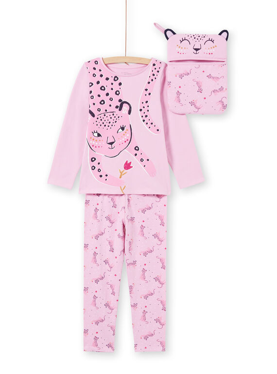 Girl's pink T-shirt and pants pajama set MEFAPYJAGU / 21WH1171PYGH700