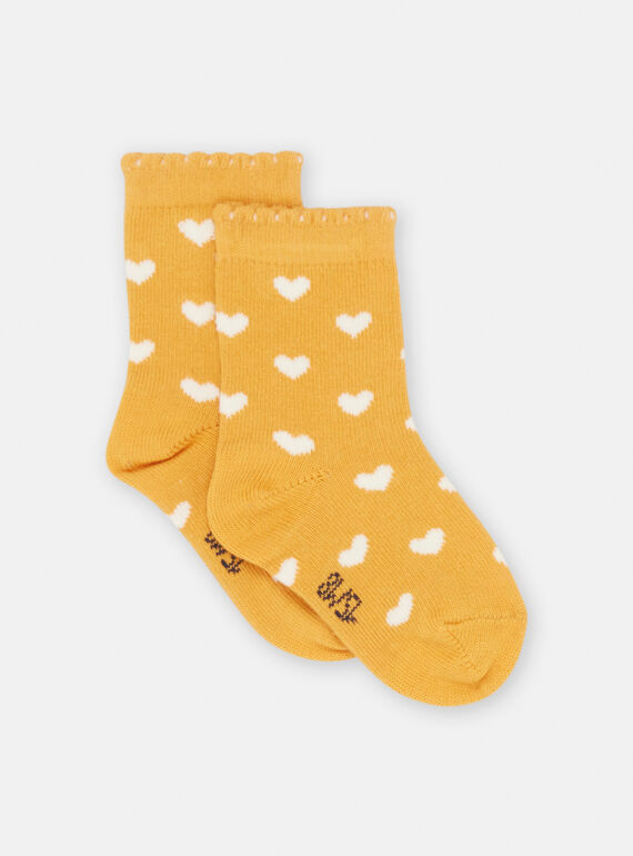 Baby girl yellow socks with heart print SYIJOSOQ1 / 23WI09M2SOQB101