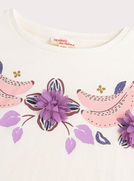 Pale beige long-sleeved floral design T-shirt WALANTEE1 / 25S90142TML003