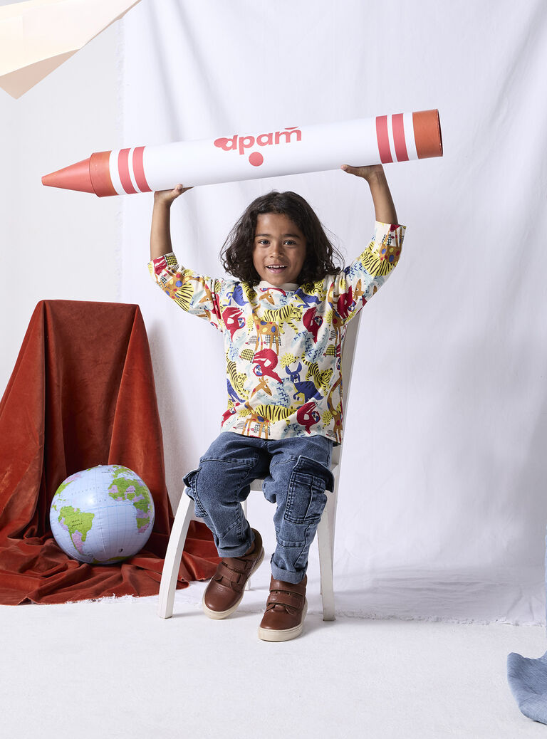 Jungle printed ecru T-shirt for boys  VOROTEE3 / 24W902P4TML003