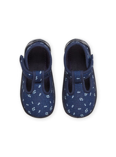 Navy blue slippers with fish print RUPANTSEA / 23KK3842D0A070
