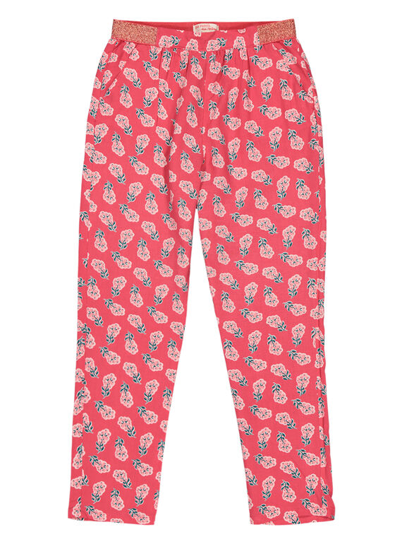 Girls' floral print trousers GAVEPANT / 19W90121PAND318