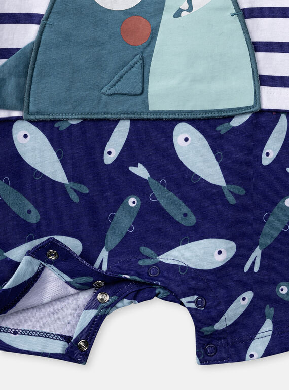 blue shark animation romper for baby boy  TEGAGREREQ / 24SH1454GRE000