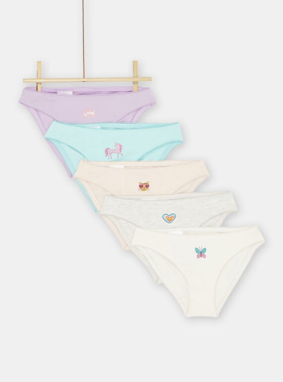 Set of 5 girls' multicolored panties : buy online - Underwear