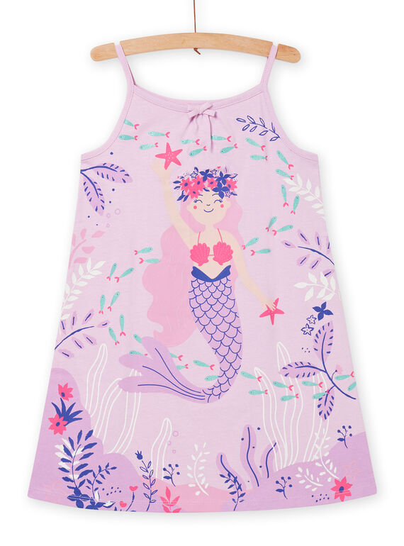 Child girl lilac nightdress with mermaid and seabed motifs NEFACHUSIR / 22SH11H1CHNH700
