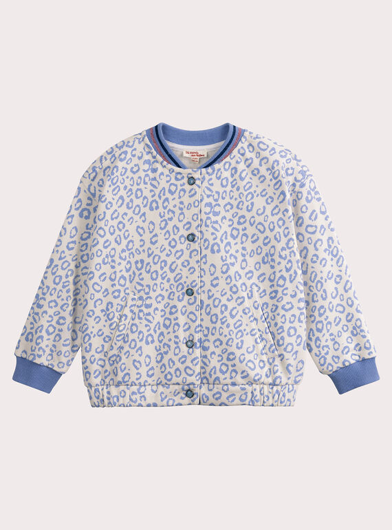 Leopard fleece teddy cardigan for girls VADACAR / 24W90121CAR001
