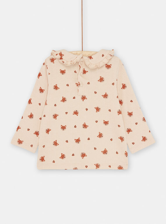 Pale pink fox print T-shirt SICOUBRA1 / 23WG09L1BRA009