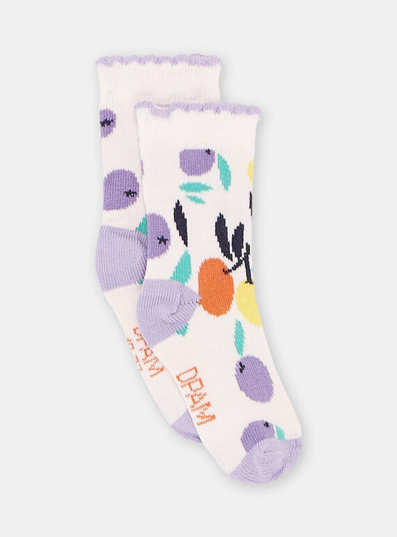 Baby girl pale pink fruit socks SYILINSOQ / 23WI09B2SOQ301