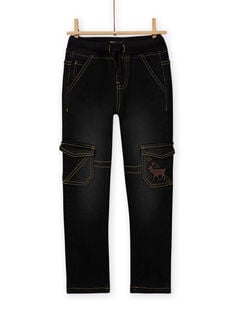 Boy's black multi-pocket denim jeans MOSAUJEAN / 21W902P1JEAK003
