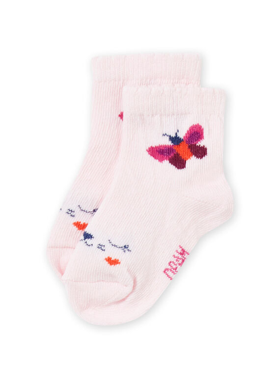 Baby girl nude pink socks with butterfly design MYIPASOQ / 21WI09H1SOQD319