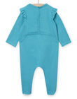 Turquoise romper with butterfly pattern baby girl NEFIGREPAP / 22SH13G6GREC216
