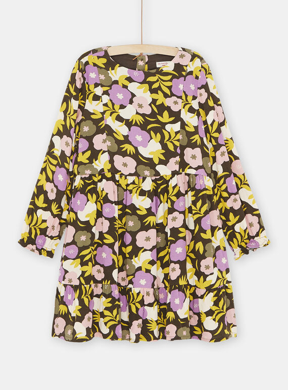 Girl's multicolored floral print dress SAKYOROB1 / 23W901I1ROBI808